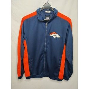 NFL Denver Broncos Full-Zip Jacket, Men's Large Navy Blue Orange